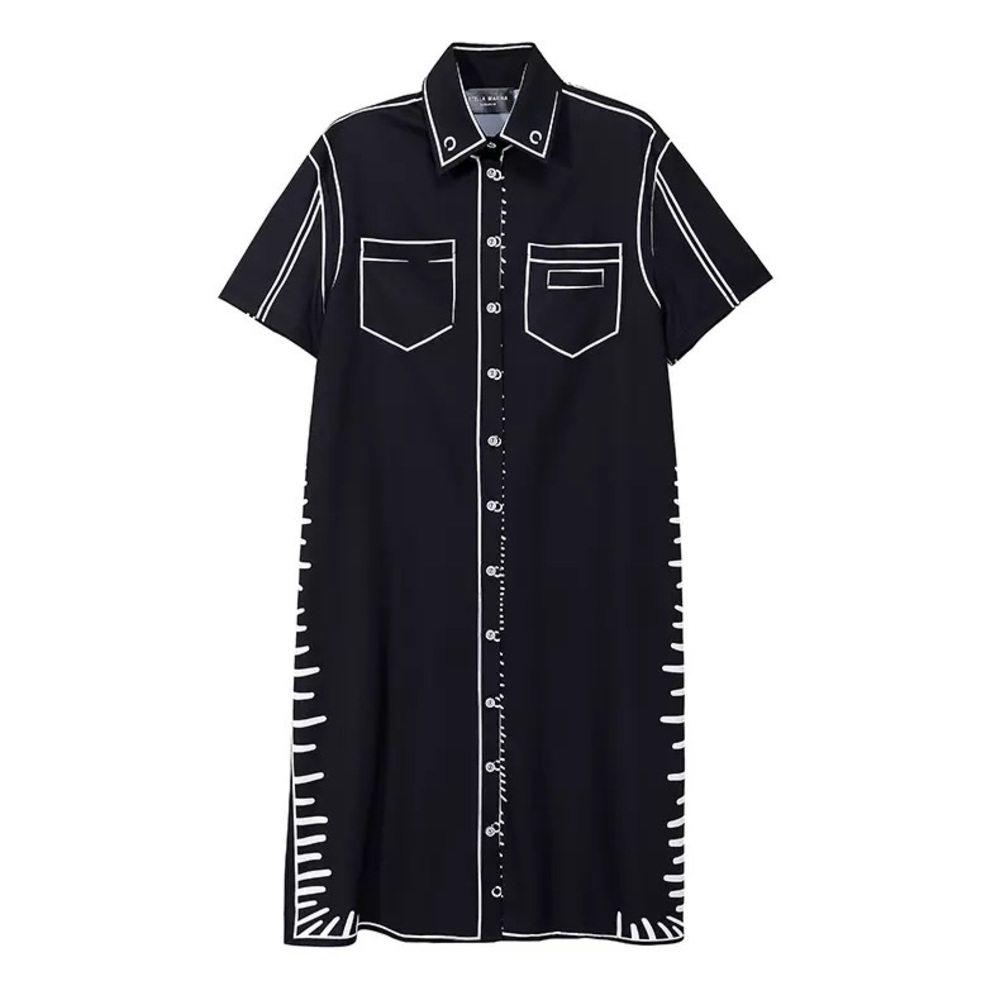 Black & White Button-Up Dress